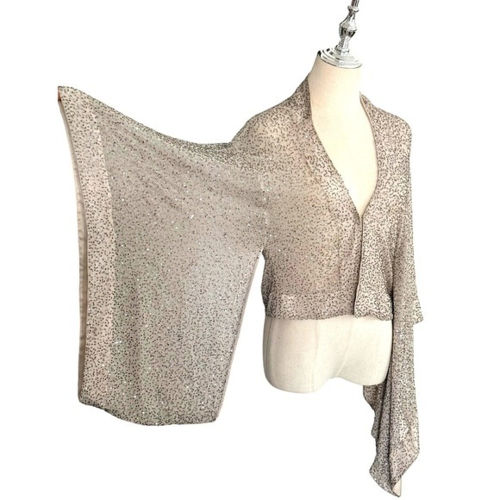 Vintage Alice +Olivia Silk Beaded Sequin Kimono Cardigan Shrug Bell Sleeve XS